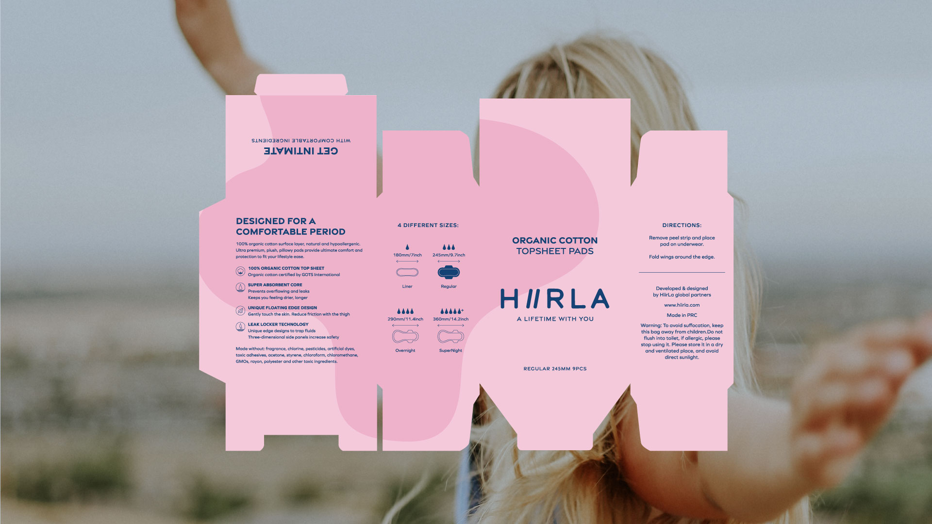 HiirLa sanitary pad packaging design by NP Creative